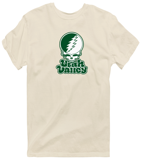 Utah Valley Stealie Premium Unisex T-Shirt — Design: Utah Valley University — Sand