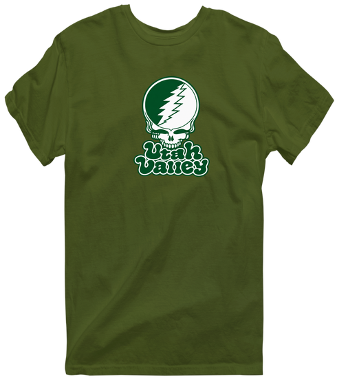 Utah Valley Stealie Premium Unisex T-Shirt — Design: Utah Valley University — Military Green