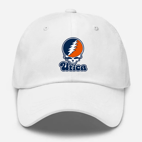 Utica Stealie Premium Unisex Dad Hat — Design: Utica College — White