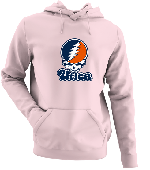 Utica Stealie Premium Unisex Hoodie — Design: Utica College — Light Pink