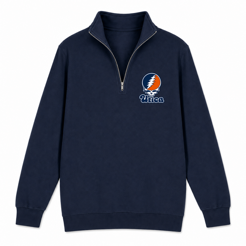 Utica Stealie Premium Unisex Quarter-Zip — Design: Utica College — Navy