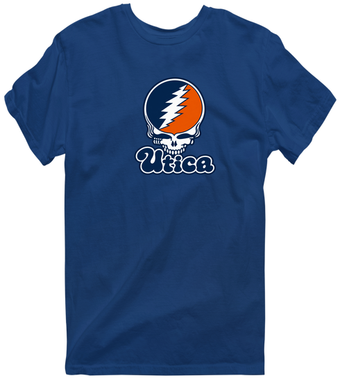 Utica Stealie Premium Unisex T-Shirt — Design: Utica College — Navy