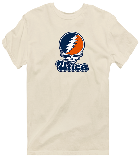 Utica Stealie Premium Unisex T-Shirt — Design: Utica College — Sand