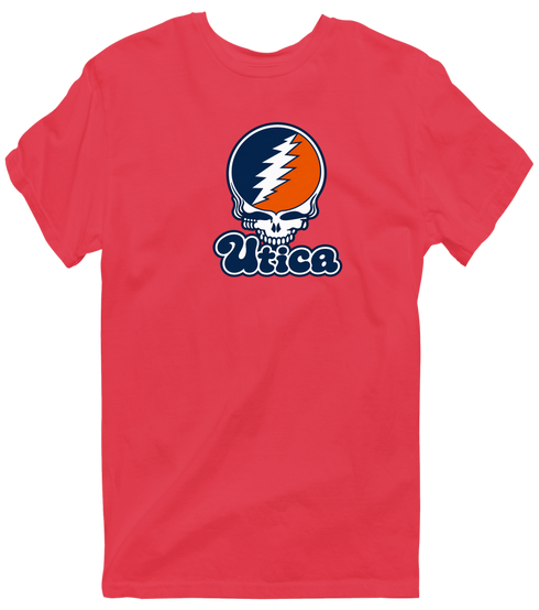 Utica Stealie Premium Unisex T-Shirt — Design: Utica College — Heather Red