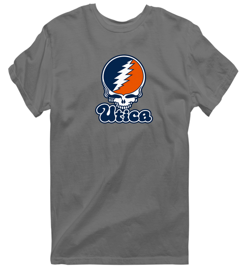 Utica Stealie Premium Unisex T-Shirt — Design: Utica College — Charcoal