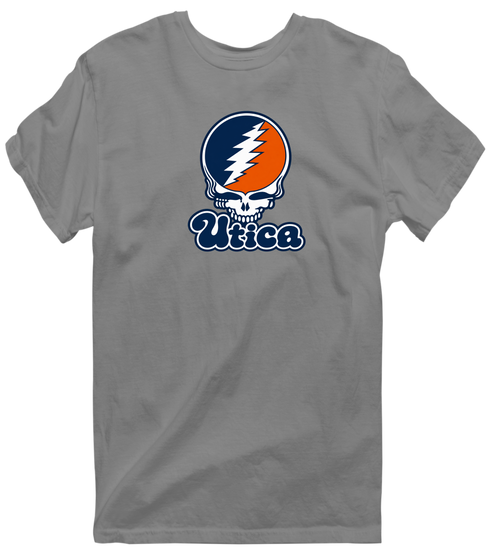 Utica Stealie Premium Unisex T-Shirt — Design: Utica College — Dark Heather