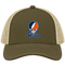 Utica Stealie Premium Unisex Trucker Cap — Design: Utica College — Moss/Khaki