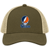 Utica Stealie Premium Unisex Trucker Cap — Design: Utica College — Moss/Khaki