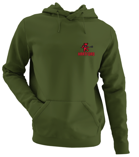 Hartford Lax Bear - Premium Grateful Dead Left Chest Hoodie - Military Green - 7