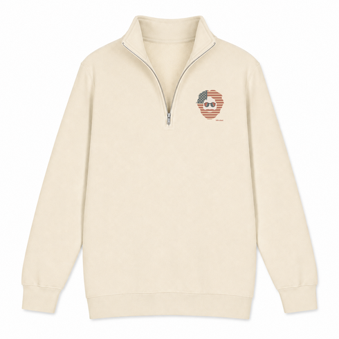 Stars & Stripes Jerry Life is dead. Performance Polo - Premium Grateful Dead Quarter-Zip Pullover - Sand - 2
