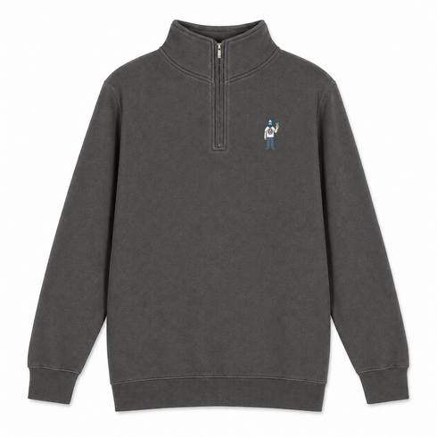 Peace Lovin' Jerry - Life is dead.® - Premium Grateful Dead Quarter-Zip Pullover - Charcoal - 5