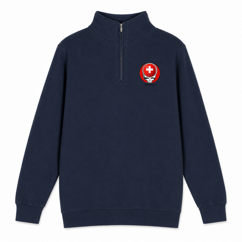Switzerland FIFA World Cup - Premium Grateful Dead Quarter-Zip Pullover - Navy - 4
