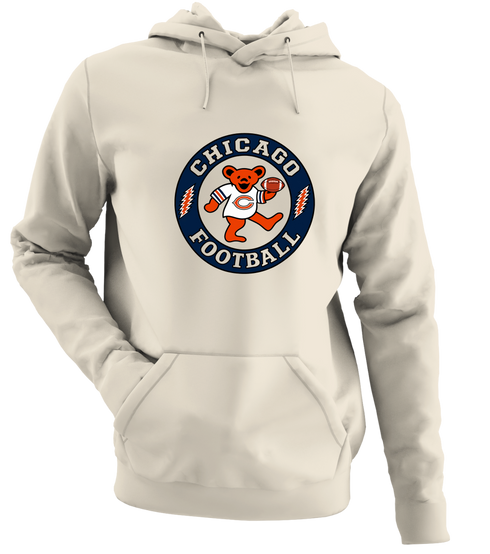 Chicago Football Dancing Bear - Premium Grateful Dead Hoodie - Sand