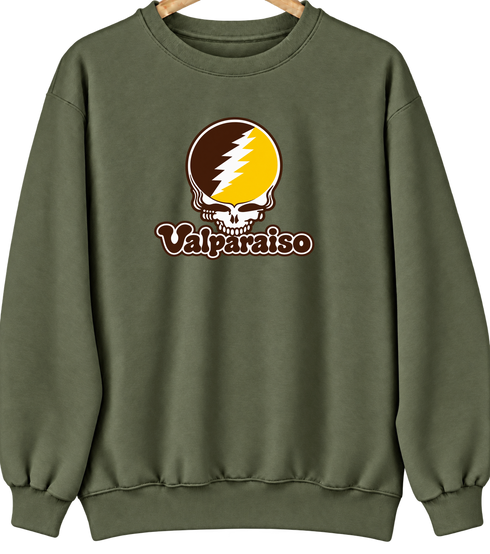Valparaiso Stealie Premium Unisex Crewneck — Design: Valparaiso University — Military Green