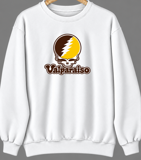 Valparaiso Stealie Premium Unisex Crewneck — Design: Valparaiso University — White