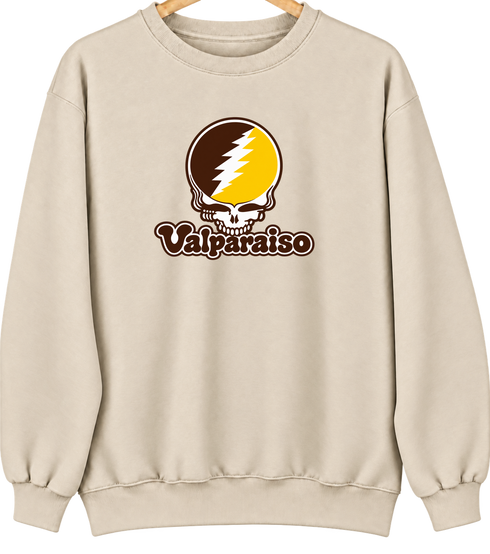 Valparaiso Stealie Premium Unisex Crewneck — Design: Valparaiso University — Sand