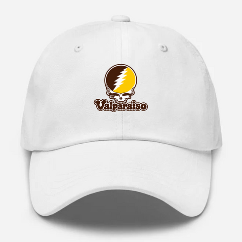 Valparaiso Stealie Premium Unisex Dad Hat — Design: Valparaiso University — White