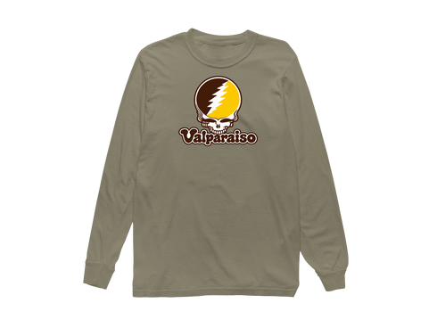 Valparaiso Stealie Premium Unisex Long-Sleeve — Design: Valparaiso University — Sandstone