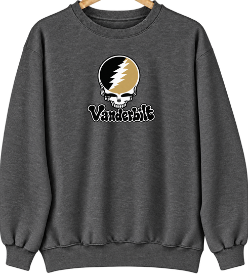 Vanderbilt Stealie Premium Unisex Crewneck — Design: Vanderbilt University — Dark Heather