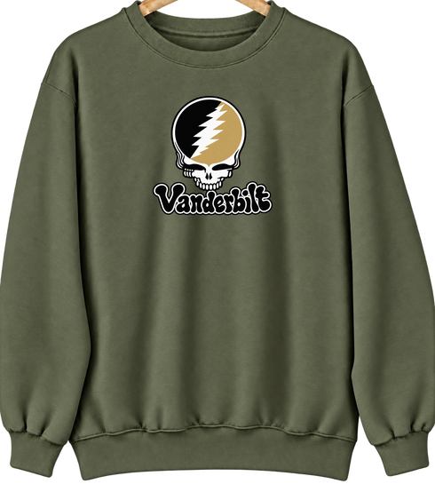 Vanderbilt Stealie Premium Unisex Crewneck — Design: Vanderbilt University — Military Green