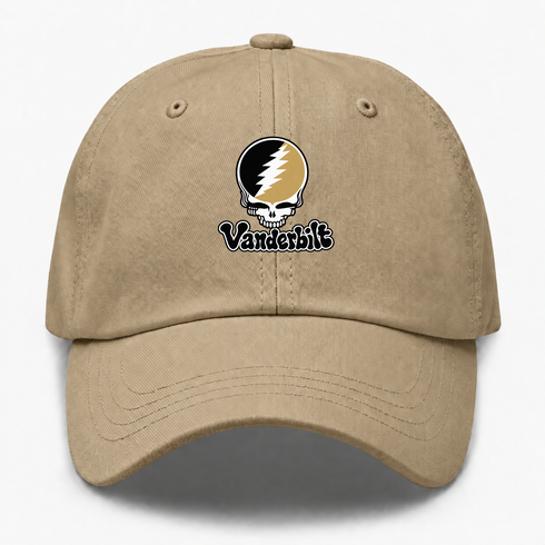 Vanderbilt Stealie Premium Unisex Dad Hat — Design: Vanderbilt University — Khaki