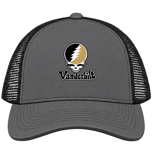 Vanderbilt Stealie Premium Unisex Trucker Cap — Design: Vanderbilt University — Charcoal/Black