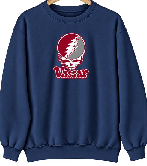 Vassar Stealie Premium Unisex Crewneck — Design: Vassar College — Navy