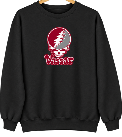 Vassar Stealie Premium Unisex Crewneck — Design: Vassar College — Black