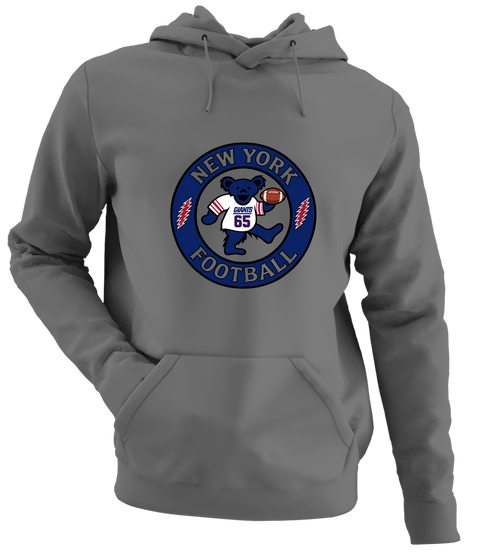 New York Football Dancing Bear - Premium Grateful Dead Hoodie - Charcoal