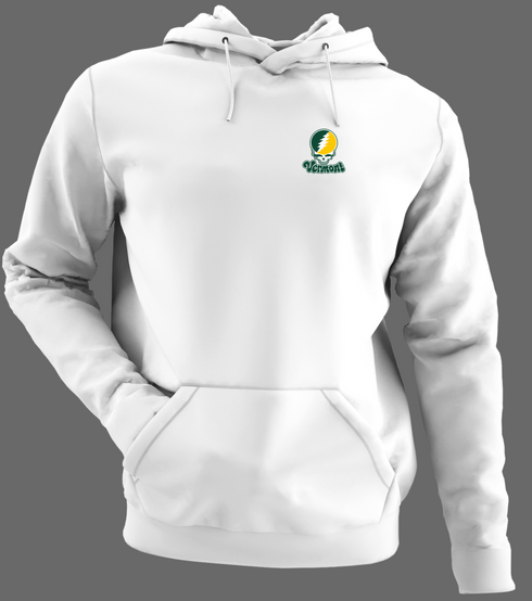 Vermont Stealie Premium Unisex Hoodie — Design: Vermont University of — White/Grey