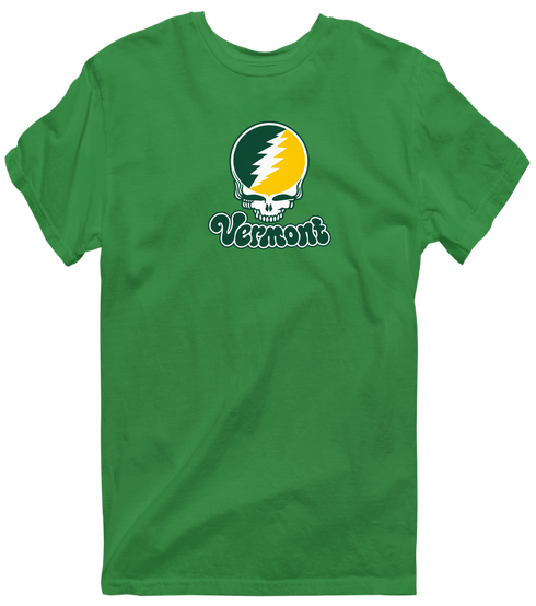 Vermont Stealie Premium Unisex T-Shirt — Design: Vermont University of — Irish Green