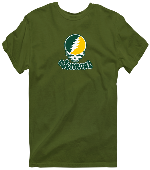 Vermont Stealie Premium Unisex T-Shirt — Design: Vermont University of — Military Green