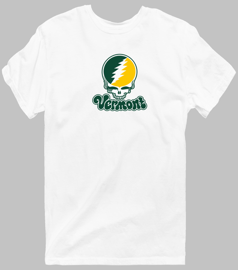 Vermont Stealie Premium Unisex T-Shirt — Design: Vermont University of — White