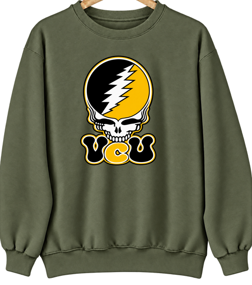 Virginia Commonwealth Stealie Premium Unisex Crewneck — Design: Virginia Commonwealth University — Military Green