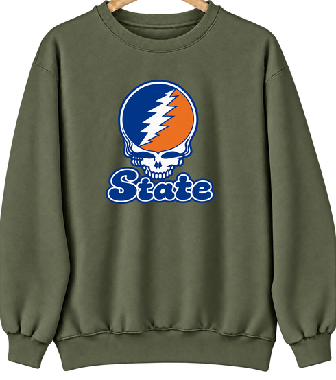 Virginia Stealie Premium Unisex Crewneck — Design: Virginia State University — Military Green