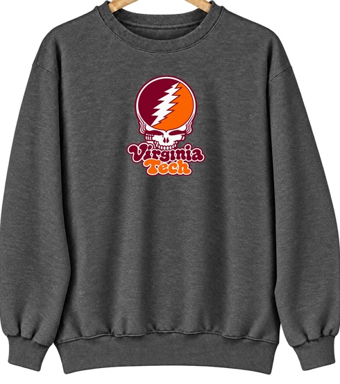 Virginia Tech Stealie Premium Unisex Crewneck — Design: Virginia Tech — Dark Heather