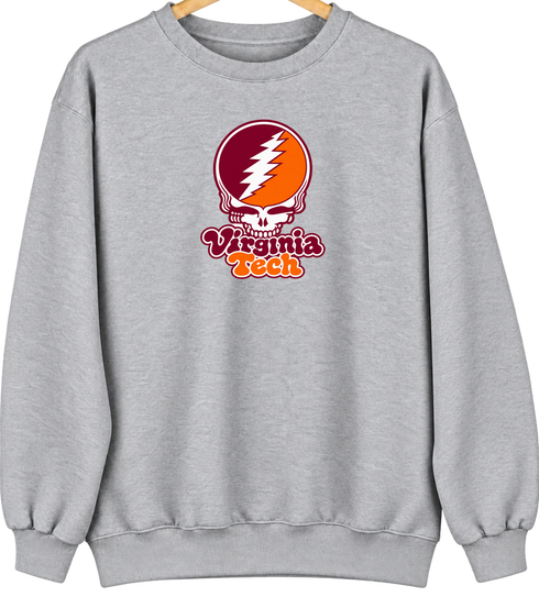 Virginia Tech Stealie Premium Unisex Crewneck — Design: Virginia Tech — Sport Grey