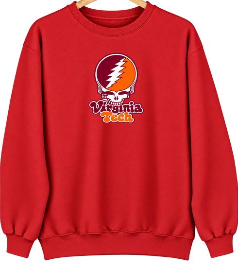 Virginia Tech Stealie Premium Unisex Crewneck — Design: Virginia Tech — Red