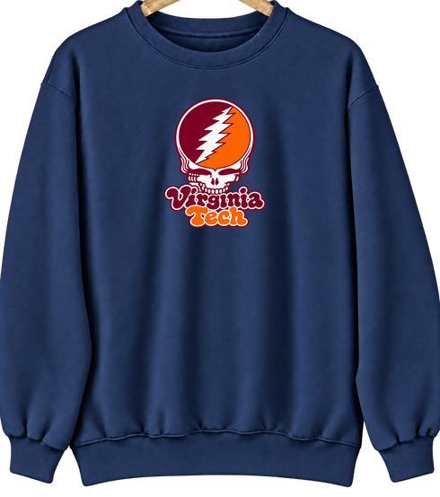 Virginia Tech Stealie Premium Unisex Crewneck — Design: Virginia Tech — Navy