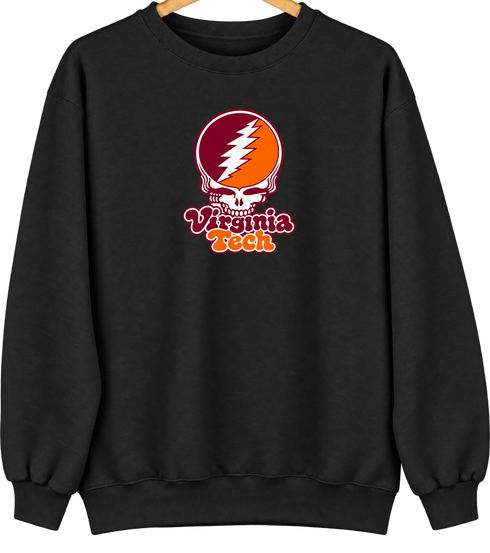 Virginia Tech Stealie Premium Unisex Crewneck — Design: Virginia Tech — Black