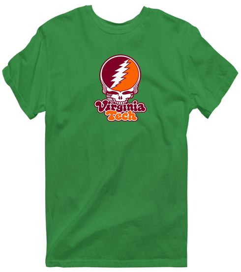 Virginia Tech Stealie Premium Unisex T-Shirt — Design: Virginia Tech — Irish Green