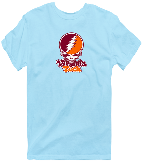 Virginia Tech Stealie Premium Unisex T-Shirt — Design: Virginia Tech — Light Blue