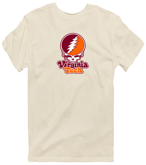 Virginia Tech Stealie Premium Unisex T-Shirt — Design: Virginia Tech — Sand