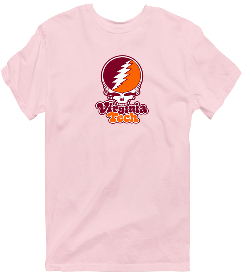 Virginia Tech Stealie Premium Unisex T-Shirt — Design: Virginia Tech — Light Pink