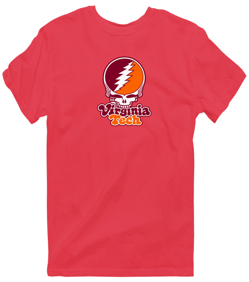 Virginia Tech Stealie Premium Unisex T-Shirt — Design: Virginia Tech — Heather Red