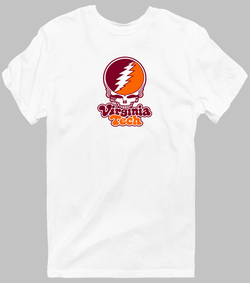 Virginia Tech Stealie Premium Unisex T-Shirt — Design: Virginia Tech — White
