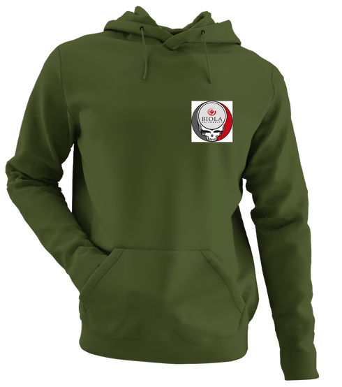 Biola University - Premium Grateful Dead Left Chest Hoodie - Military Green