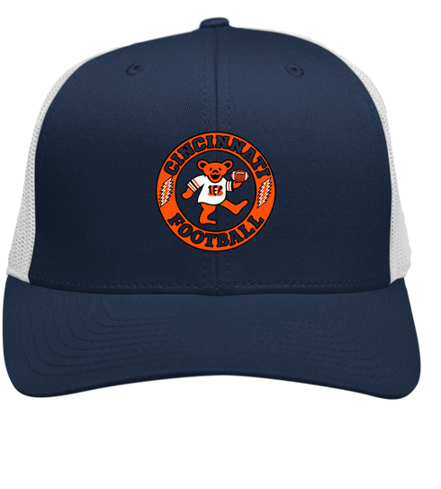 Cincinnati Football Dancing Bear Stealie Grateful Dead Trucker Cap - Navy | White