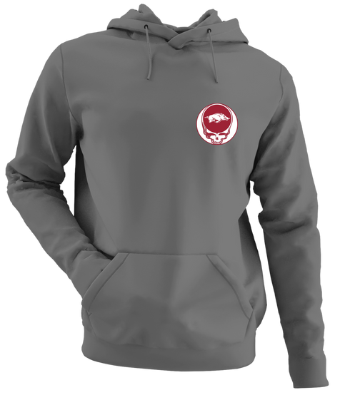 University of Arkansas - Premium Grateful Dead Left Chest Hoodie - Charcoal - 8