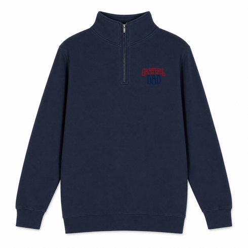 Grateful Dad - Premium Grateful Dead Quarter-Zip Pullover - Navy - 3